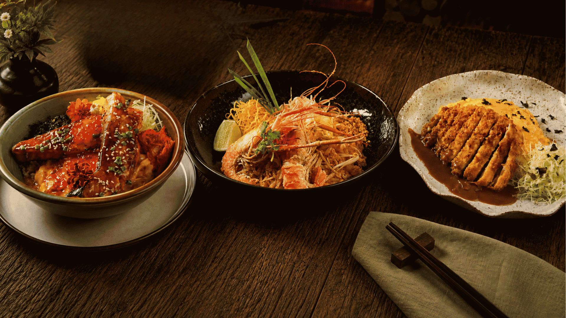Enjoy Buy 2 Get 1 FREE on all asian dishes, available every Thursday & Sunday
