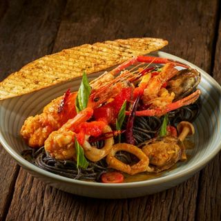Tom Yum Squid Ink Spaghetti